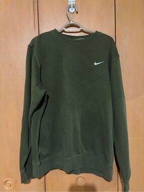 Nike Olive Green Crewneck Sweatshirt with White Swoosh